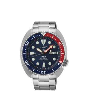 Seiko Prospex Sea SRPE99K1 sinisellä taululla, valkoisella taustalla edestä