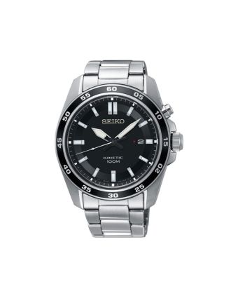 Seiko Kinetic SKA785P1 mustalla taululla, valkoisella taustalla edestä