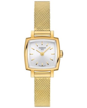 Tissot Lovely Square 20 mm hopeanvärinen taulu kullanvärinen ranneke T058.109.33.031.00