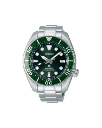 Seiko Prospex Sea SPB103J1 vihreällä taululla, valkoisella taustalla edestä
