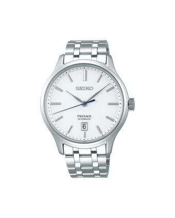 Seiko Presage Japanese Garden SRPD39J1 valkoisella taululla, valkoisella taustalla edestä