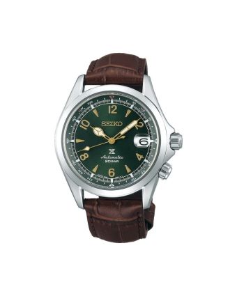 Seiko Prospex Land SPB121J1 vihreällä taululla, valkoisella taustalla edestä