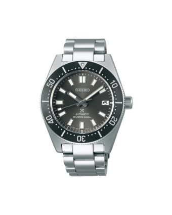 Seiko Prospex Sea SPB143J1 harmaalla taululla, valkoisella taustalla edestä