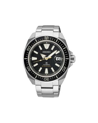 Seiko Prospex Sea SRPE35K1 mustalla taululla, valkoisella taustalla edestä