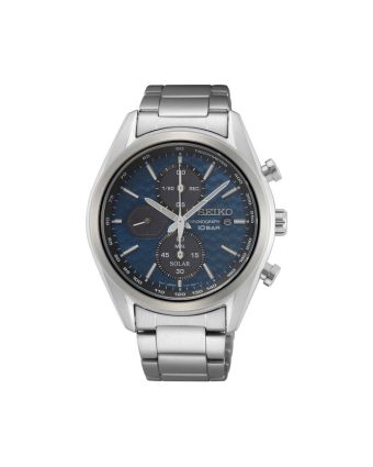 Seiko Solar SSC801P1 sinisellä taululla, valkoisella taustalla edestä