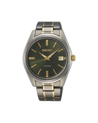 Seiko Essentials SUR377P1 vihreällä taululla, valkoisella taustalla edestä