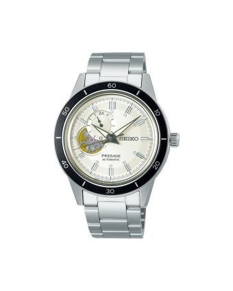 Seiko Presage Style60's SSA423J1 norsunluunvalkoisella taululla, valkoisella taustalla edestä