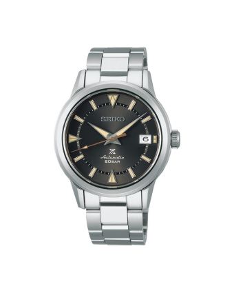 Seiko Prospex Land SPB243J1 harmaalla taululla, valkoisella taustalla edestä