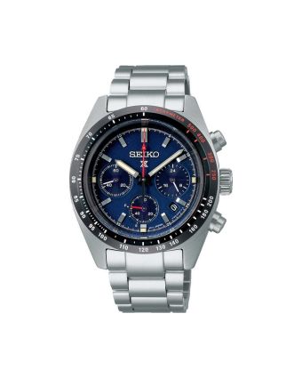 Seiko Prospex Speedtimer SSC815P1 sinisellä taululla, valkoisella taustalla edestä