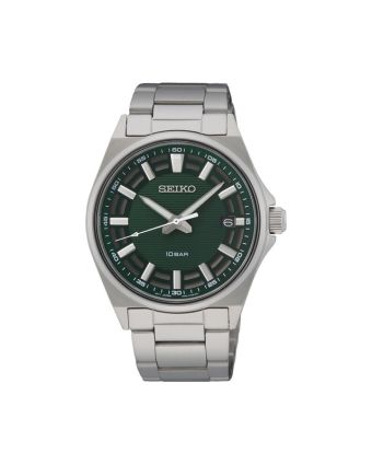 Seiko Essentials SUR503P1 vihreällä taululla, valkoisella taustalla edestä