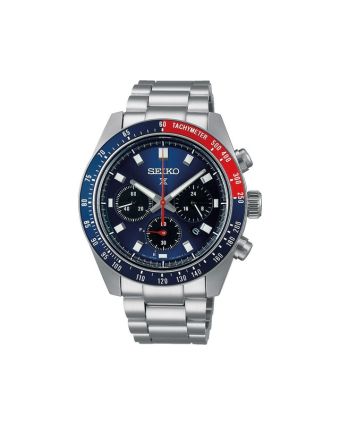 Seiko Prospex Speedtimer SSC913P1 sinisellä taululla, valkoisella taustalla edestä