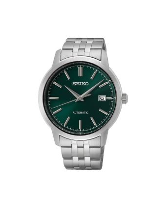 Seiko Essentials SRPH89K1 vihreällä taululla, valkoisella taustalla edestä