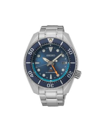 Seiko Prospex Sea SFK001J1 sinisellä taululla, valkoisella taustalla edestä