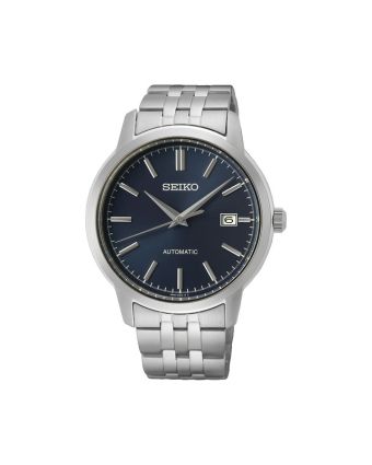 Seiko Essentials SRPH87K1 sinisellä taululla, valkoisella taustalla edestä