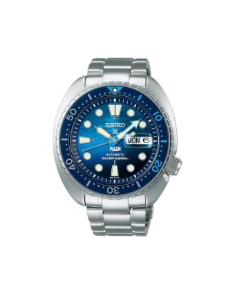 Seiko Prospex Sea SRPK01K1 sinisellä taululla, valkoisella taustalla edestä