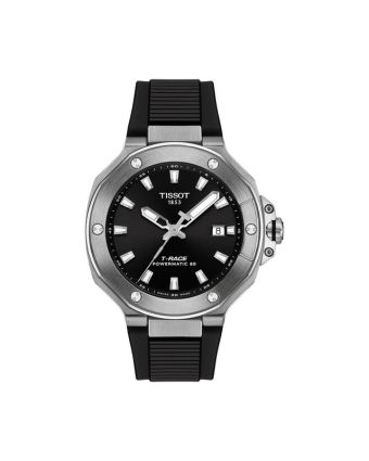 Tissot T-Race Powermatic 80 41 mm musta taulu, silikoniranneke T141.807.17.051.00