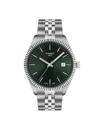 Tissot Ballade T156.410.11.091.00 vihreällä taululla, valkoisella taustalla edestä