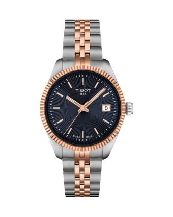 Tissot Ballade T156.210.22.041.00 sinisellä taululla, valkoisella taustalla edestä