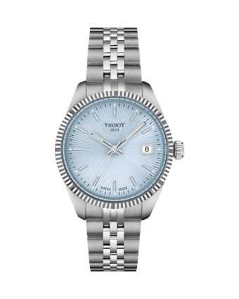 Tissot Ballade T156.210.11.351.00 vaaleansinisellä taululla, valkoisella taustalla edestä