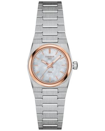 Tissot PRX 25 mm valkoinen helmiäistaulu, PVD T137.010.21.111.00
