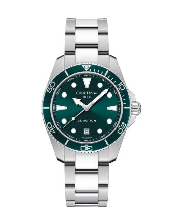 Certina DS Action 40mm C048.410.11.091.00 vihreällä taululla, valkoisella taustalla edestä