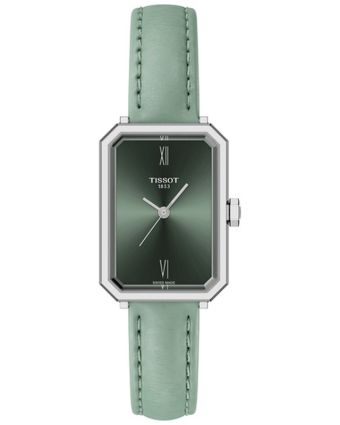 Tissot SRV 21,8 x 30 mm vihreä taulu, nahkaranneke T160.110.16.093.00