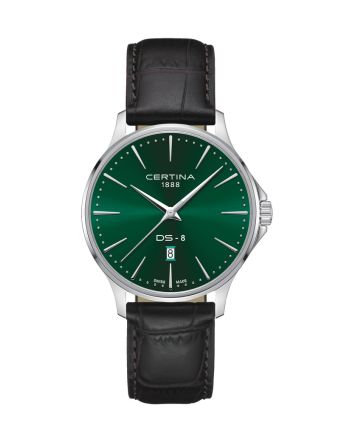 Certina DS-8 Gent 40mm C045.410.16.091.00 vihreällä taululla, valkoisella taustalla edestä