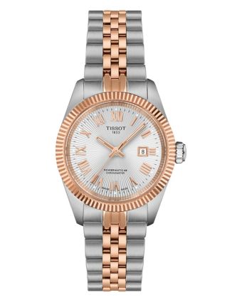 Tissot Ballade COSC 30 mm hopeanvärinen taulu kaksivärinen ranneke T156.208.22.033.00