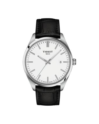 Tissot PR 100 40 mm valkoinen taulu, musta nahkaranneke T150.410.16.011.00