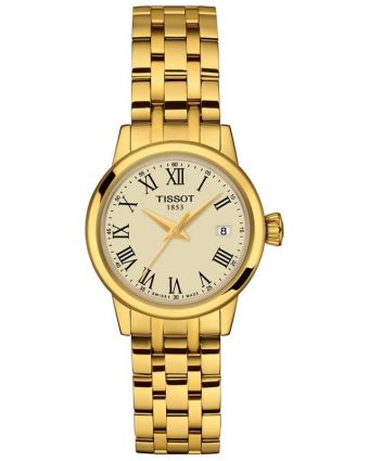 Tissot Classic Dream 28 mm norsunluunvalkoinen taulu, kullanvärinen ranneke T129.210.33.263.00