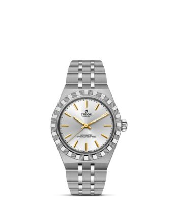 Tudor Royal 30 M2830A1A0-0002 hopeanvärisellä taululla, valkoisella taustalla edestä
