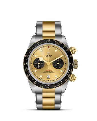 Tudor Black Bay Chrono S&G M79363N-0007 shamppanjanvärisellä taululla, valkoisella taustalla edestä
