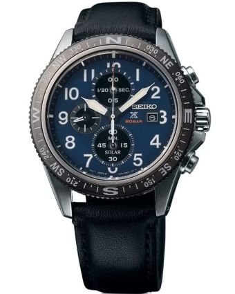 Seiko Prospex Sea SSC737P1 sinisellä taululla, valkoisella taustalla edestä