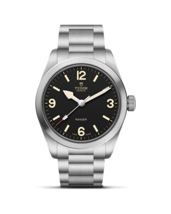 Tudor Ranger 36 M79930-0001, musta kellotaulu, teräsranneke